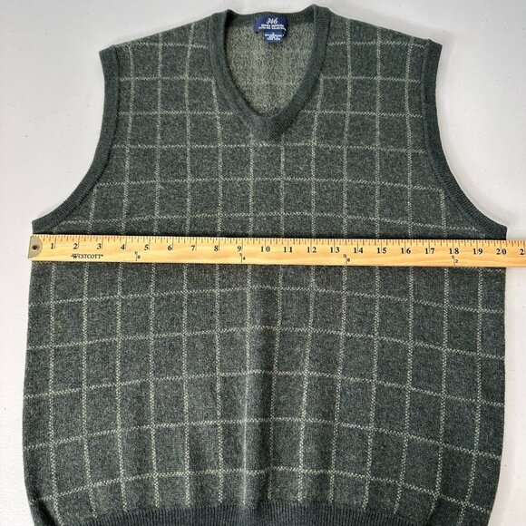 Vintage Brooks Brothers Sweater Vest Green Windowpane Fine Merino Wool Large - Picture 4 of 6